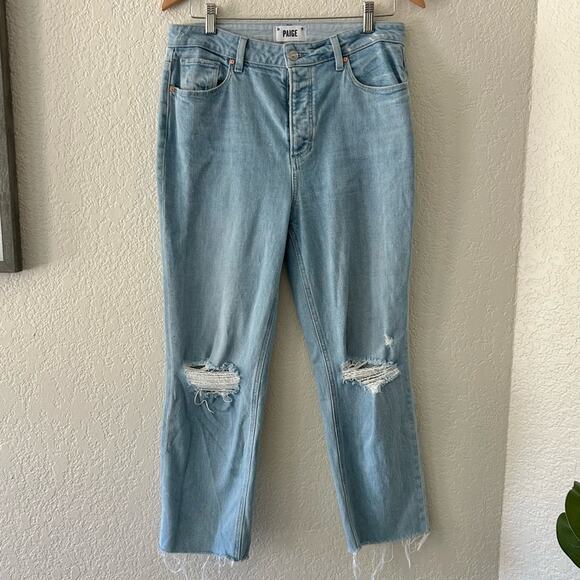 Paige Sarah Straight Ankle Distressed Buttonfly Jeans womens size 30 - Picture 2 of 11